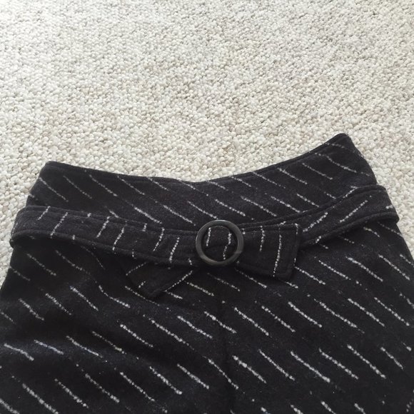 Wool A-Line Flared Trumpet Skirt w/ Belt - Picture 3 of 10